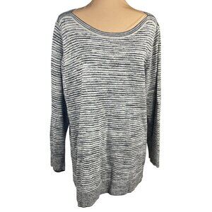 Avenue Women's Tunic Top Sweater Grey Stripe Marled Size 18/20 Cotton